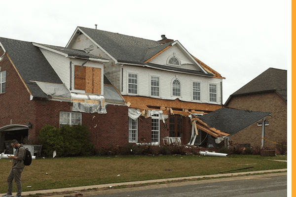 Damaged two-story house in Urbandale